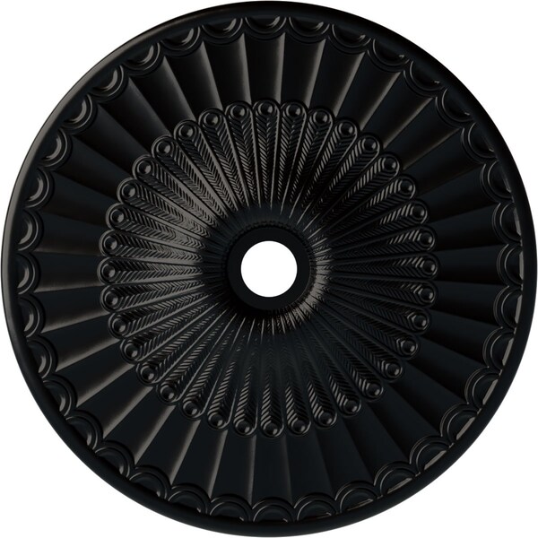 Ekena Millwork Galveston Ceiling Medallion (Fits Canopies up to 4 3/4"), 36 5/8"OD x 3 5/8"ID x 2 3/8"P, Jet Black CM36GLBLF - main